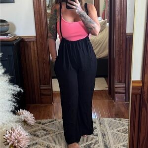 Final Touch Black Wide-Leg Jumpsuit with Adjustable Straps